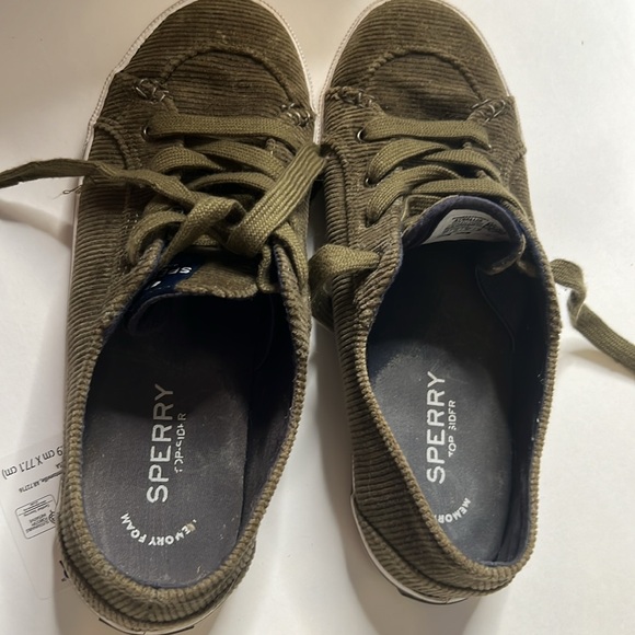 Sperry Forest Green Olive Corduroy Tennis Shoes Sneakers STS84189 Size 8 - Picture 9 of 11